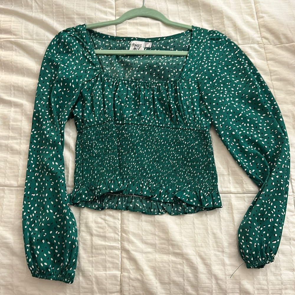Princess Polly green long sleeve summer/fall/spring top size 8